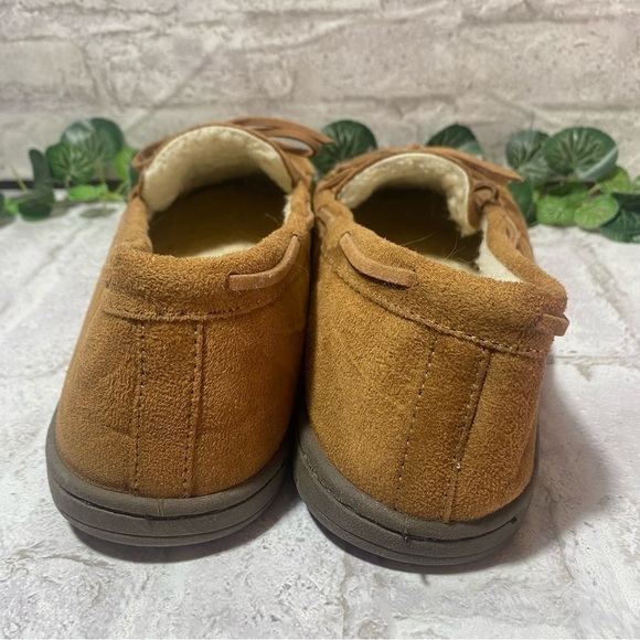 FOREVER‎ Collectibles Patriots Tan Faux Fur Lined Slippers Mens Medium - Picture 4 of 9